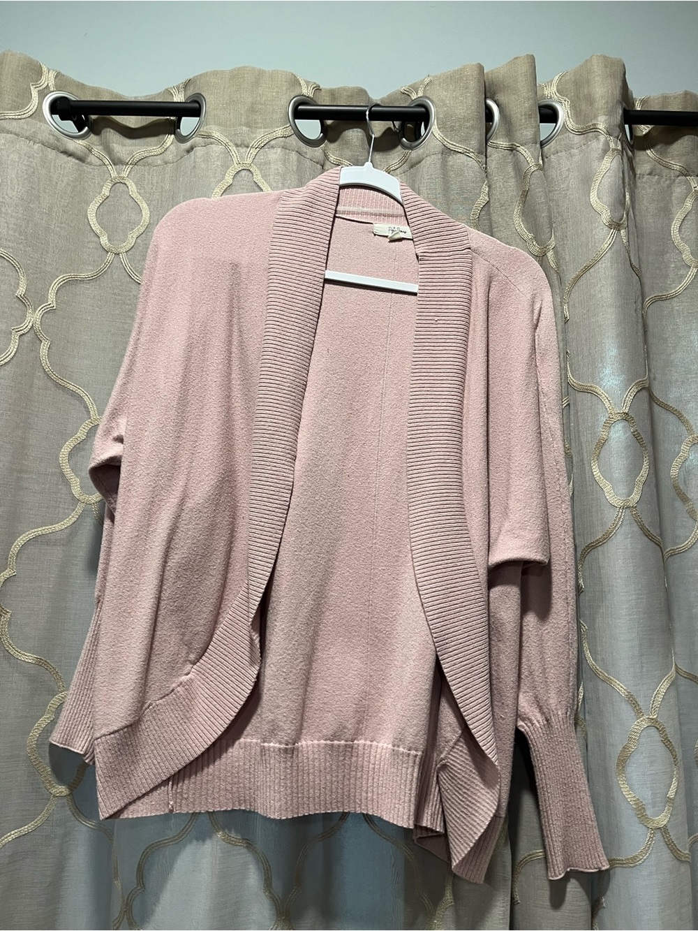 Open-Front Draped Cardigan Sweater - Blush Pink